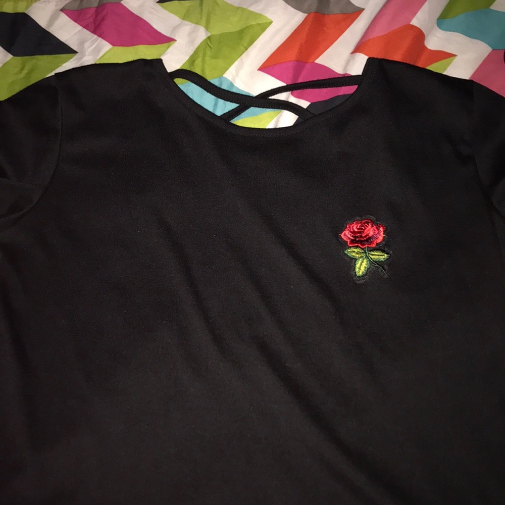 Black shirt with rose